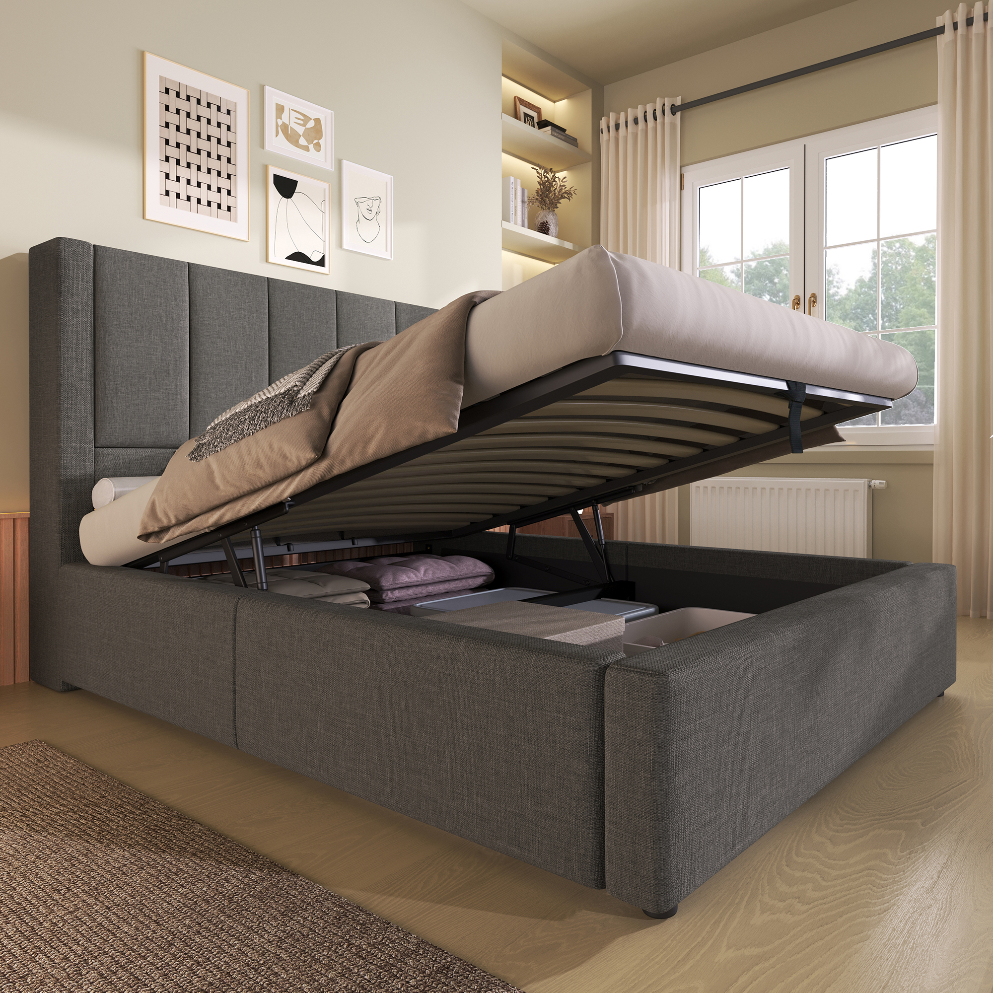 coussins amortissants EVA sur pièce métallique triangulaire au pied du lit