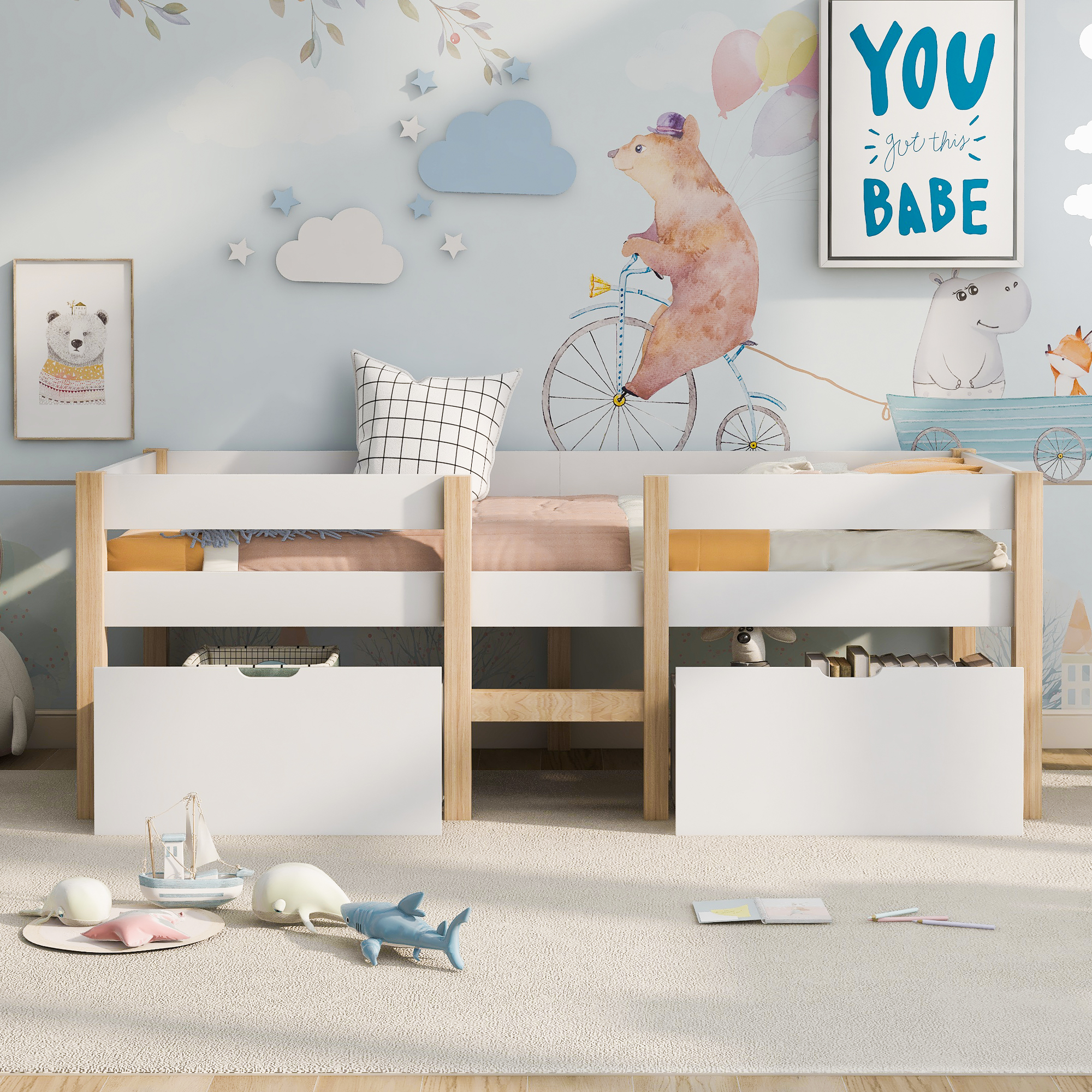Mini lit mezzanine enfant en pin massif, style scandinave, pour jouer et dormir, construction stable, charme rétro, pour chambre d'enfant, stimule imagination, sécurité et durabilité, design naturel - image 13