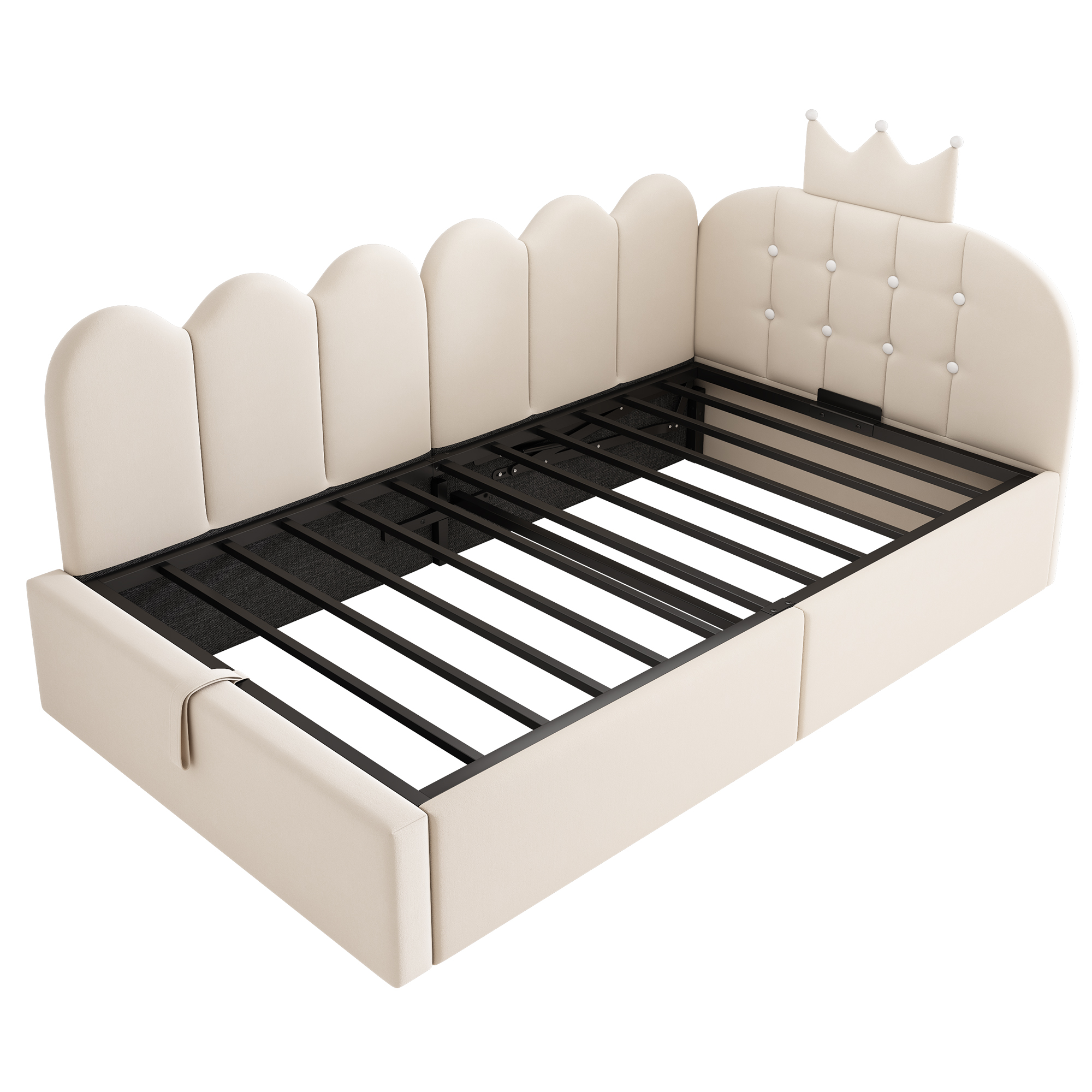 Banquette lit design beige couronne