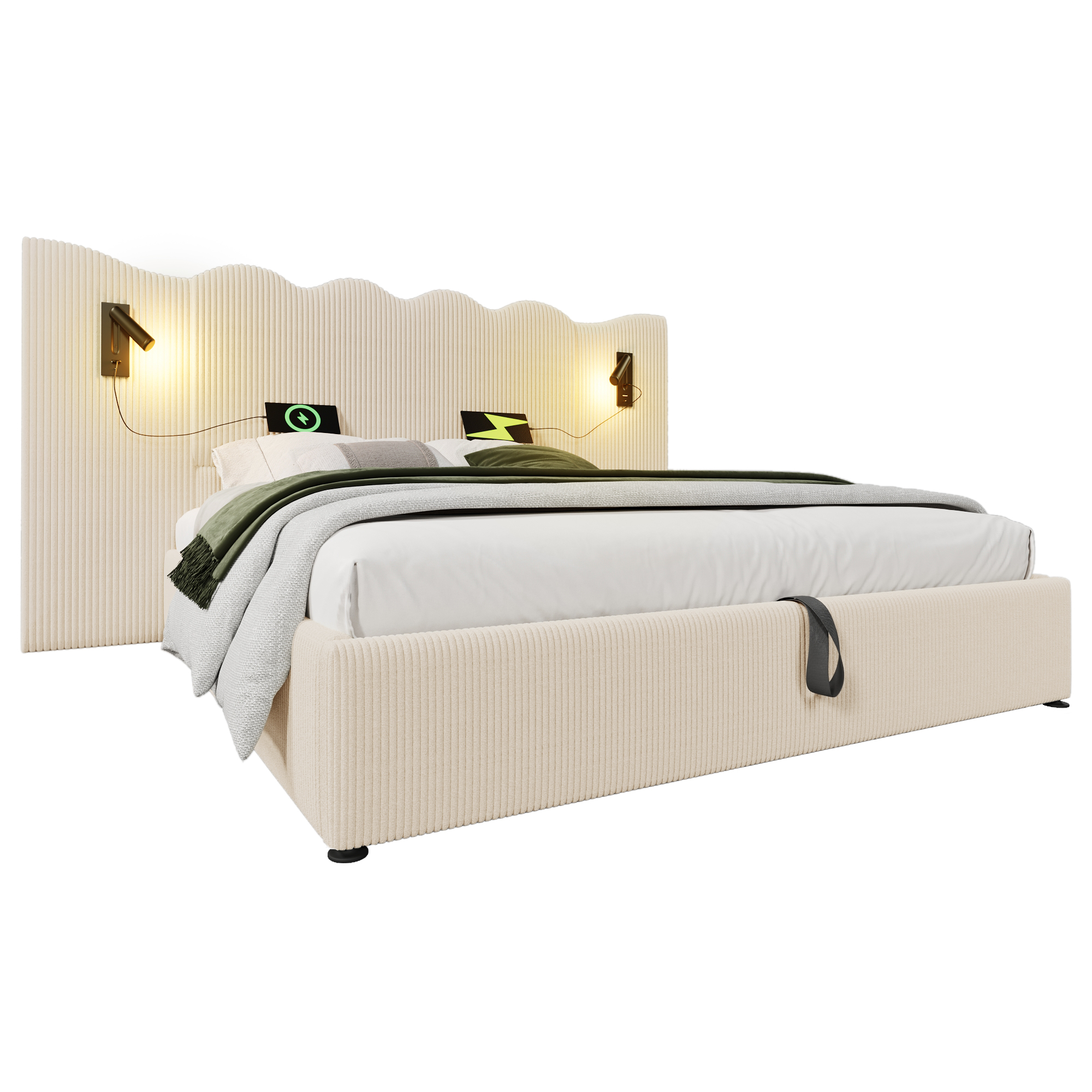 espace d’environ 33 cm à côté de la tête‑de‑lit pour placer une table de chevet