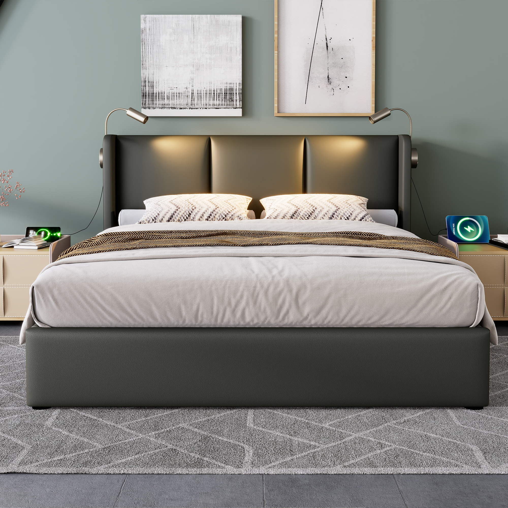 Polsterbett Doppelbett Stauraum Bettkasten Leselic