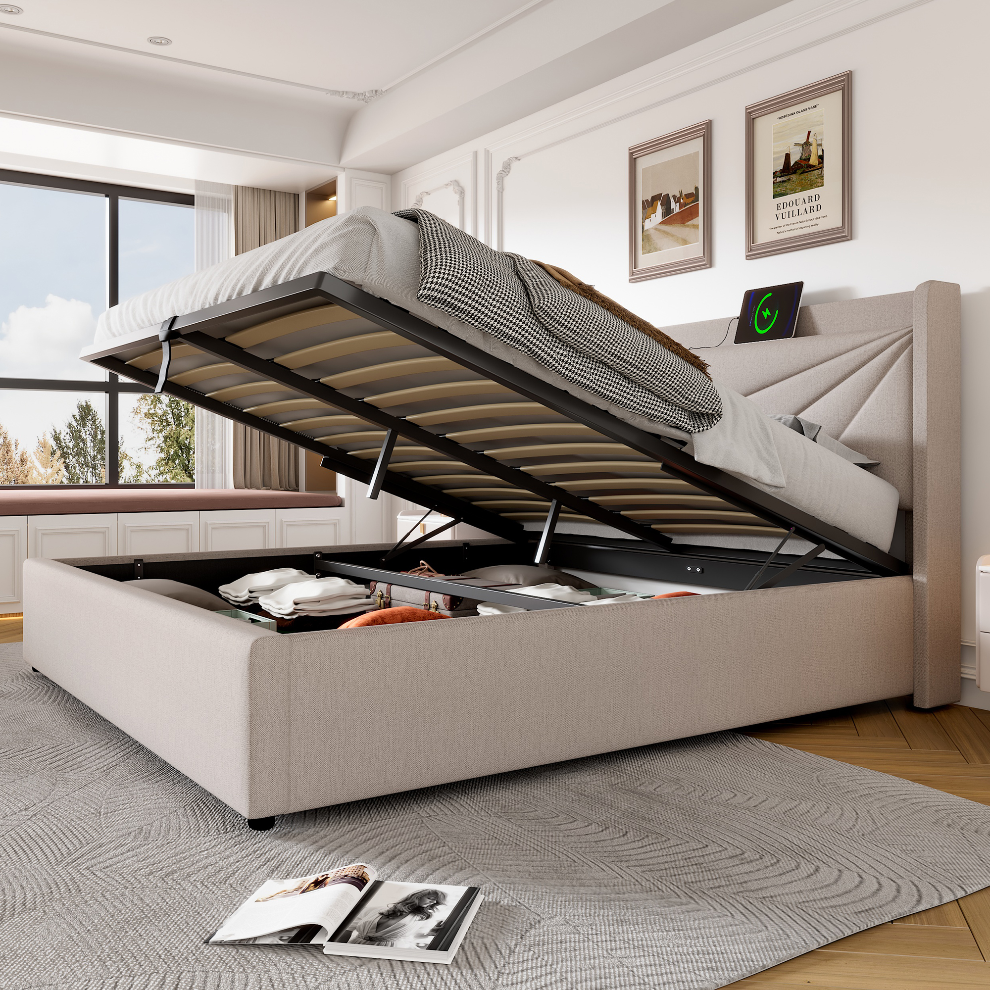 Polsterbett Doppelbett Stauraum Bettkasten mit USB