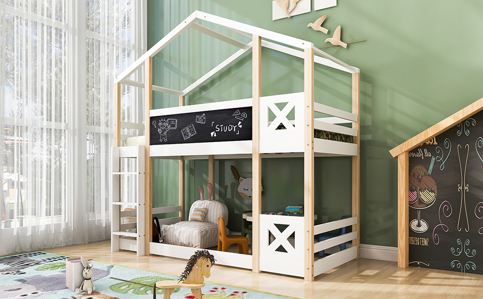 (=517273AAW)Kinderbett Baumhaus mit Leiter 90 x 20