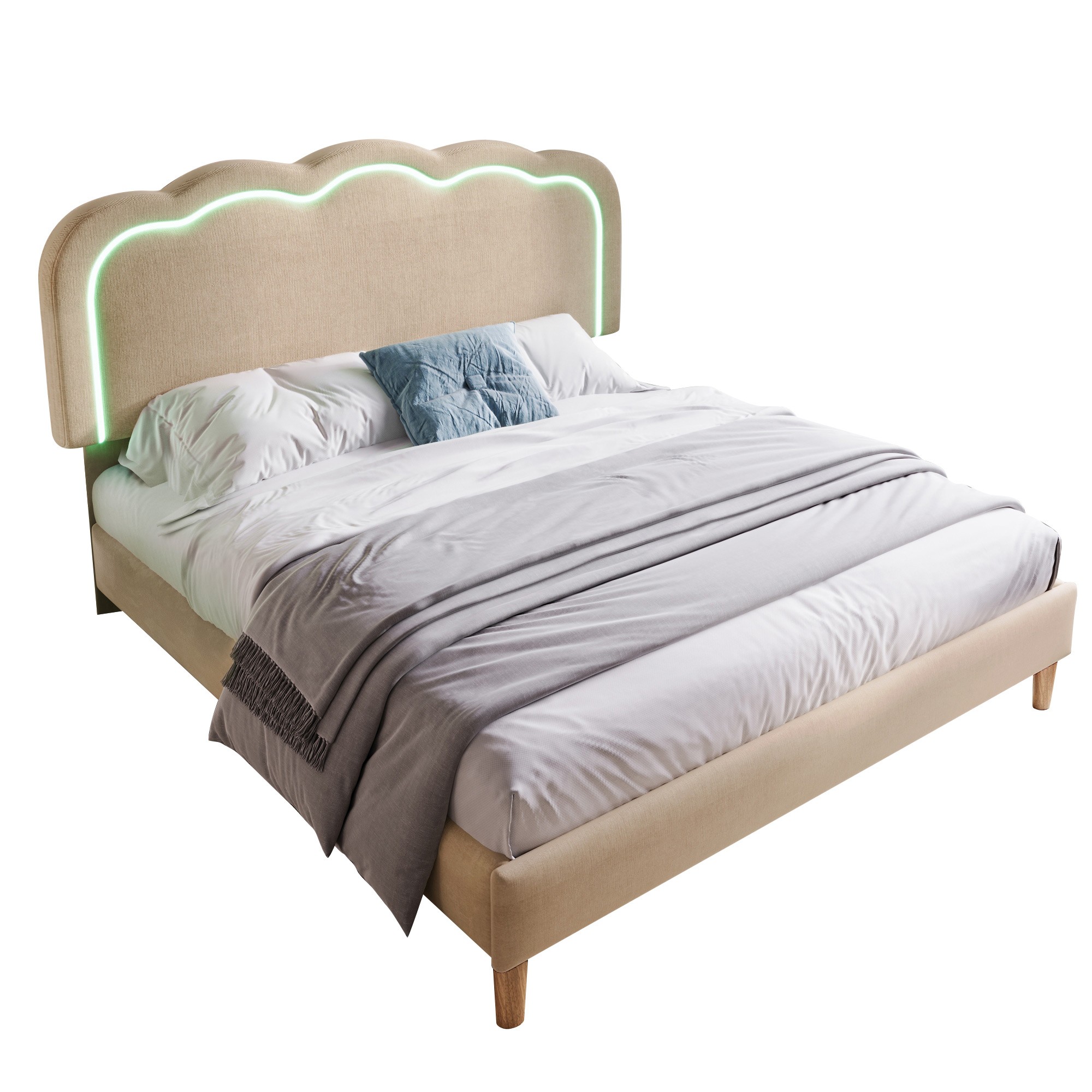 Polsterbett LED Doppelbett 140 x 200cm, Bettgestel