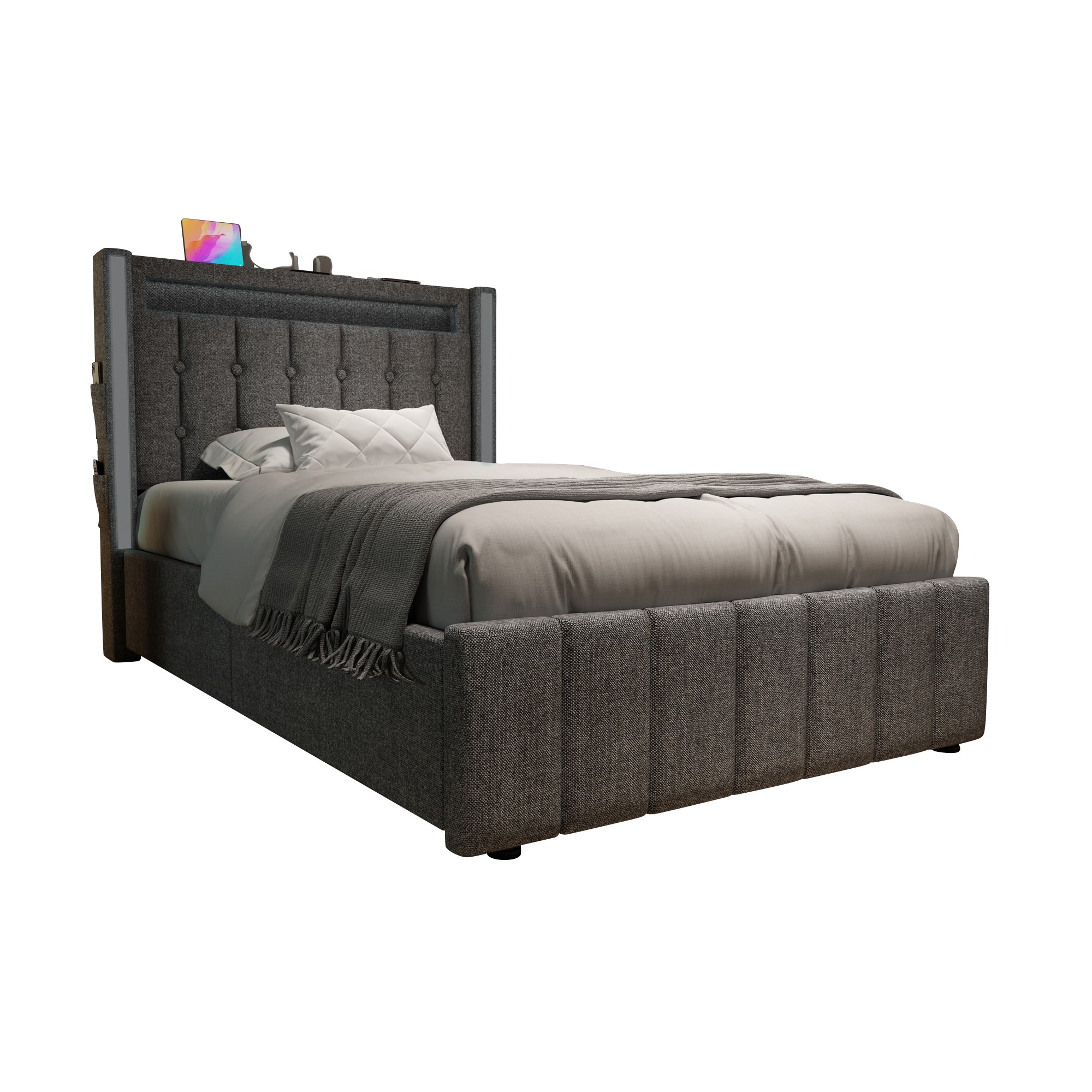 Polsterbett USB Typ C Ladefunktion LED-Beleuchtung