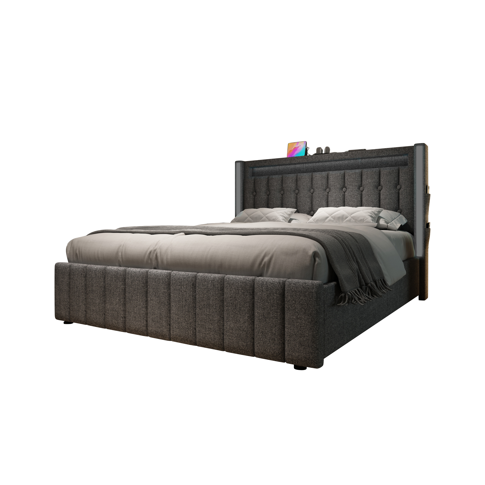 Polsterbett USB Typ C Ladefunktion LED-Beleuchtung