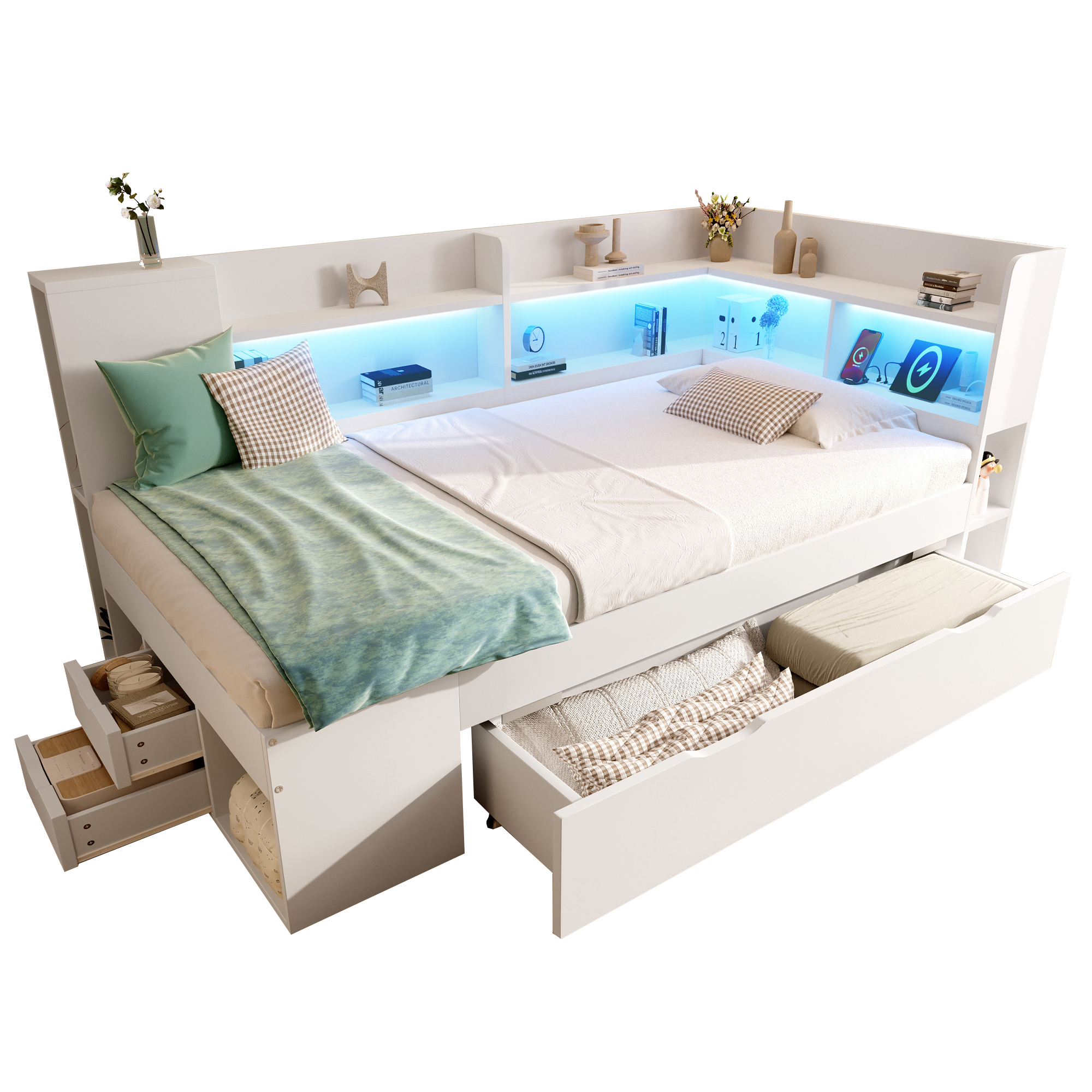 Lit avec rangements et LED