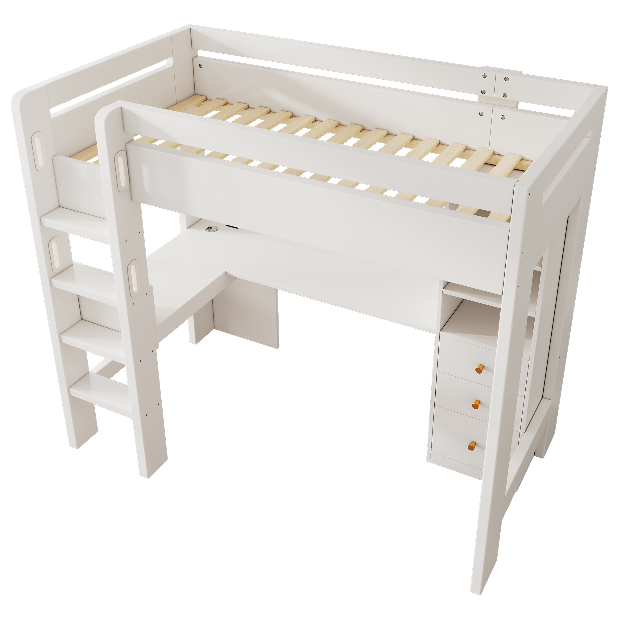 Kinderbett Hochbett mit L-förmigem Schreibtisch, R