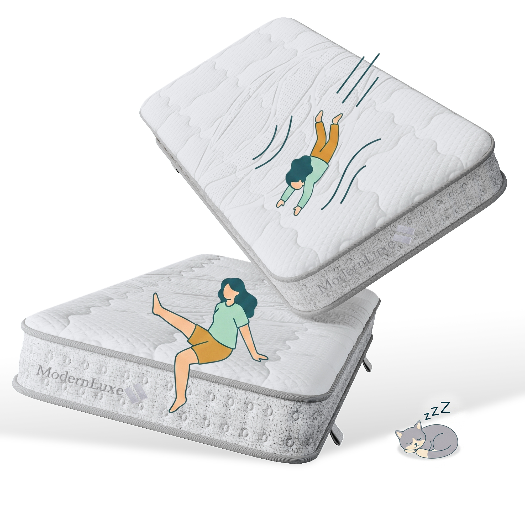 Matelas, 90 x 190 cm, 15 cm d’épaisseur, fermeté H3, 7 zones de confort, ressorts ensachés, mousse de confort, certification OEKO-TEX, polyester, blanc - vue 7