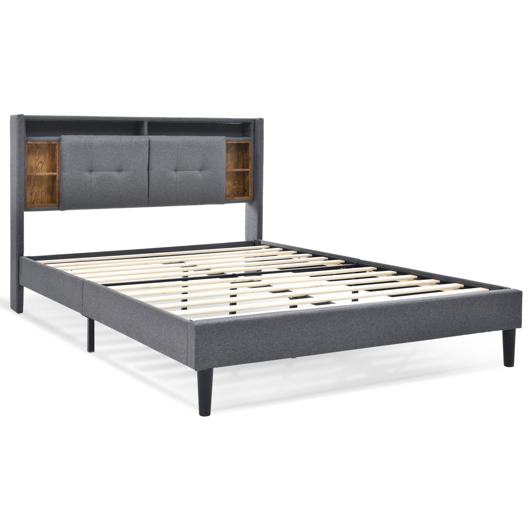 Polsterbett Doppelbett Stauraum-Kopfteil Bett mit 