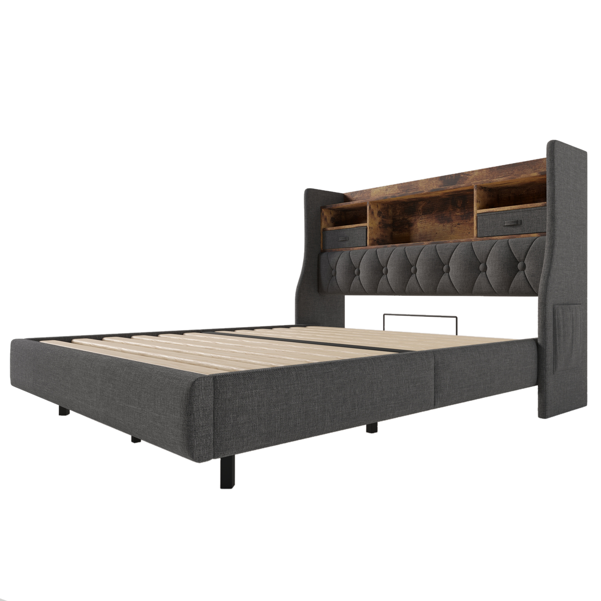 Polsterbett 140x200 cm Schwebebett mit LED-Beleuch