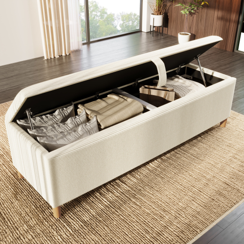 Banc coffre beige assorti au lit 140x200