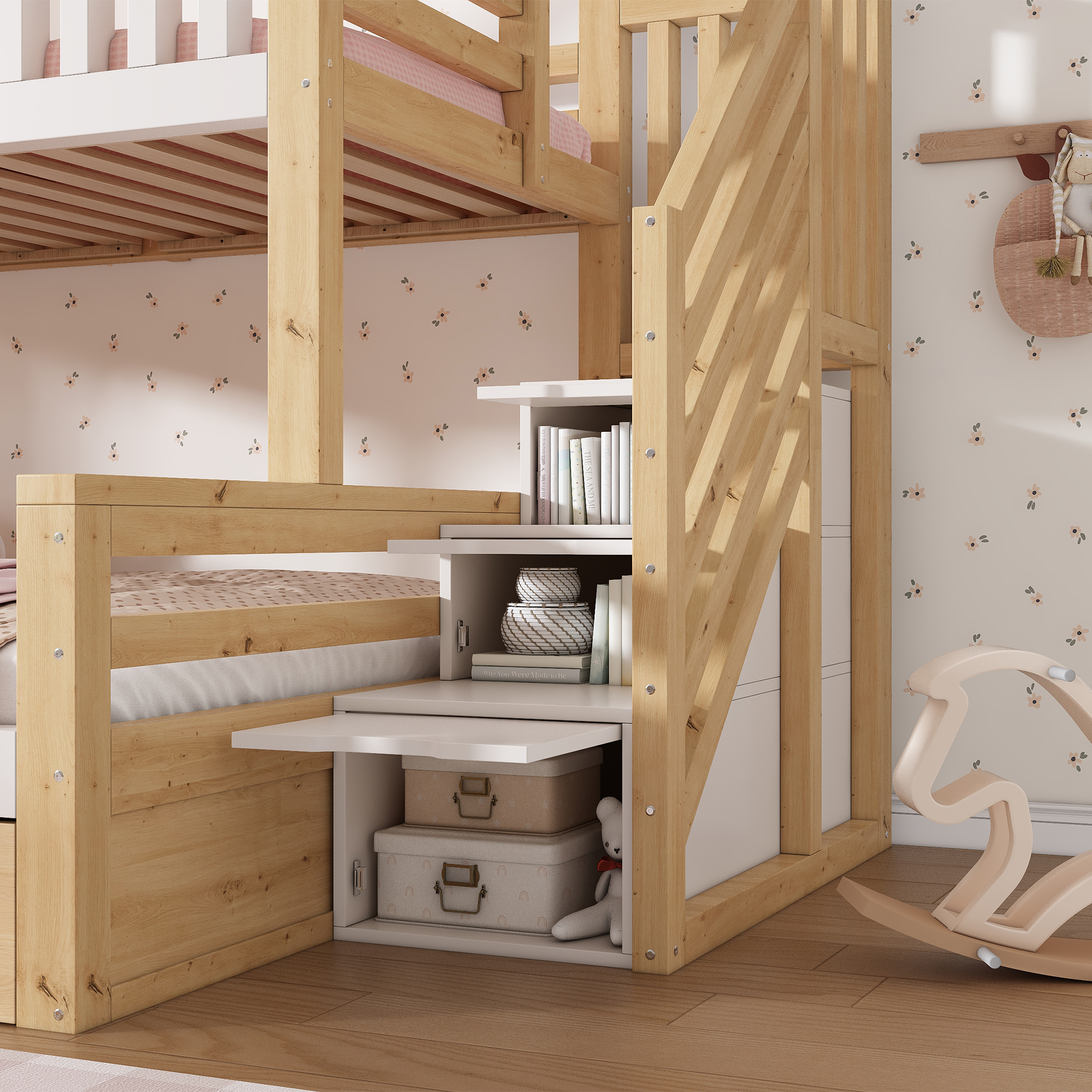 Escalier rangement lit enfant