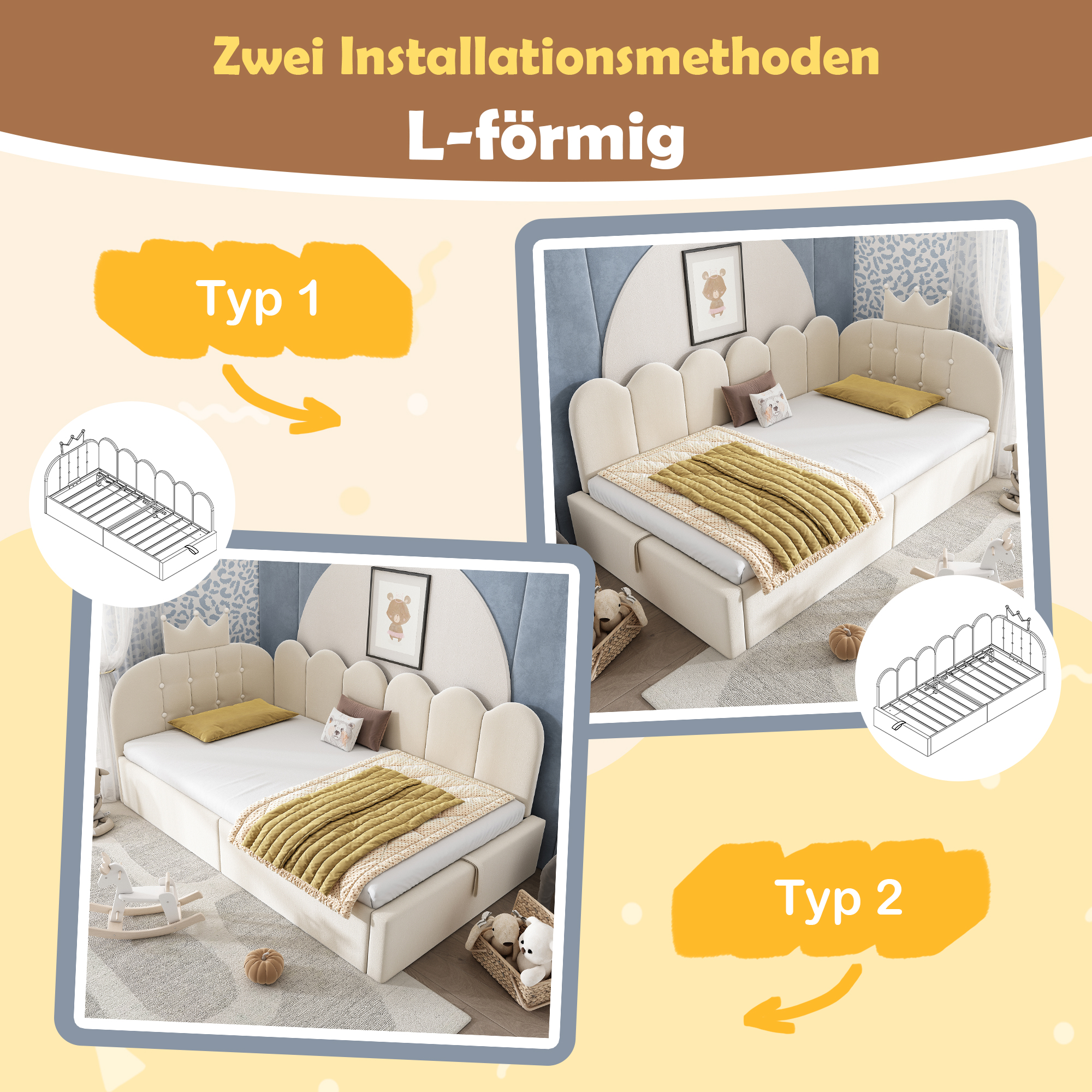Polsterbett Daybett 90x200 cm,Tagesbett-Schlafsofa