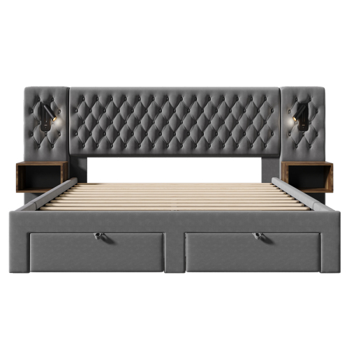 Lit vintage velours gris