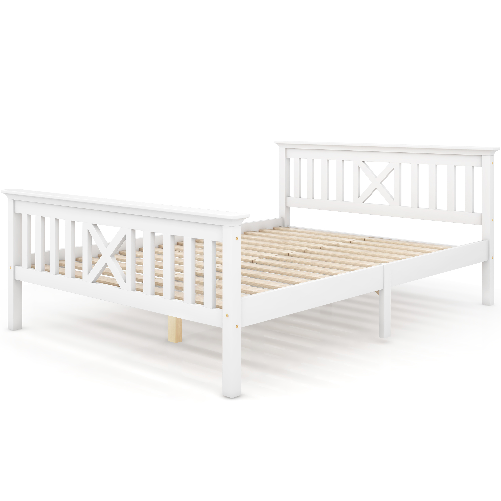 Lit enfant, tête de lit, 140 x 200 cm, bois massif, blanc - vue 3