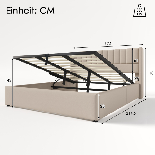 Lit de stockage 180x200 cm - dimensions