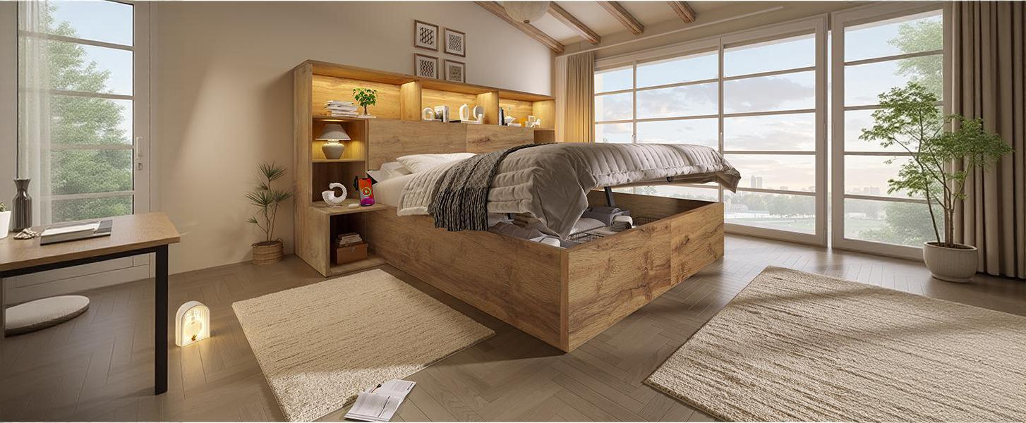 Détail du lit avec rangement