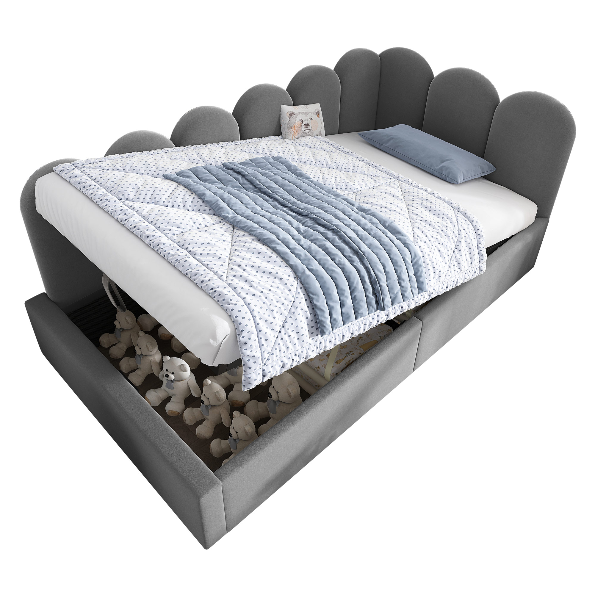 Banquette lit velours gris design