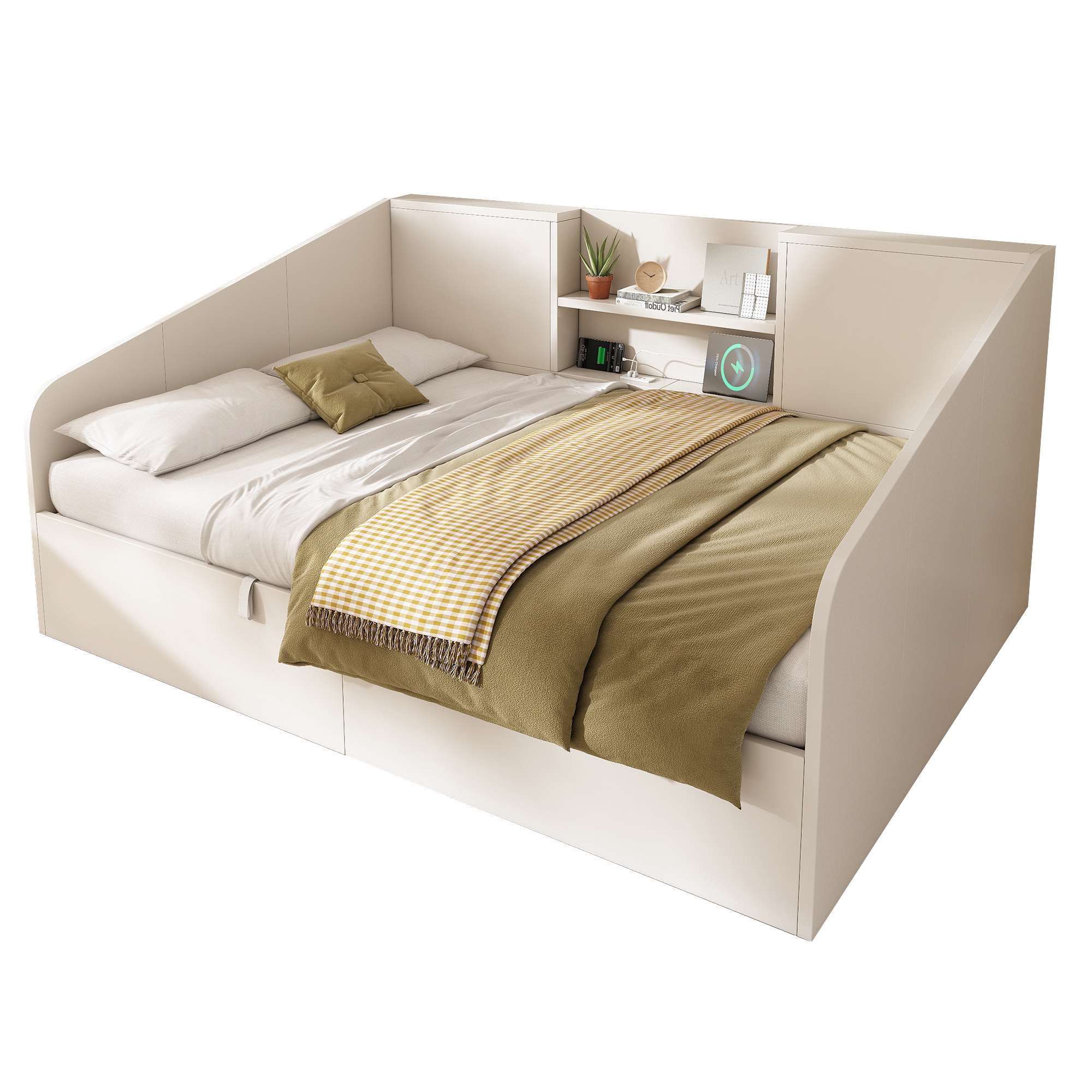 Lit hydraulique design blanc moderne