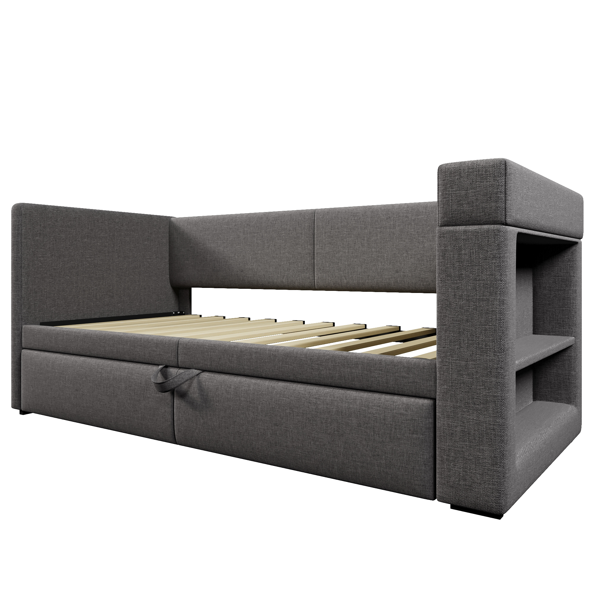 Canapé-lit avec lit escamotable, accoudoirs interchangeables, tissu lin-coton, roulettes et sangles, pour salon et chambre, utilisation flexible, confort toute saison, gain de place, design pratique - image 20