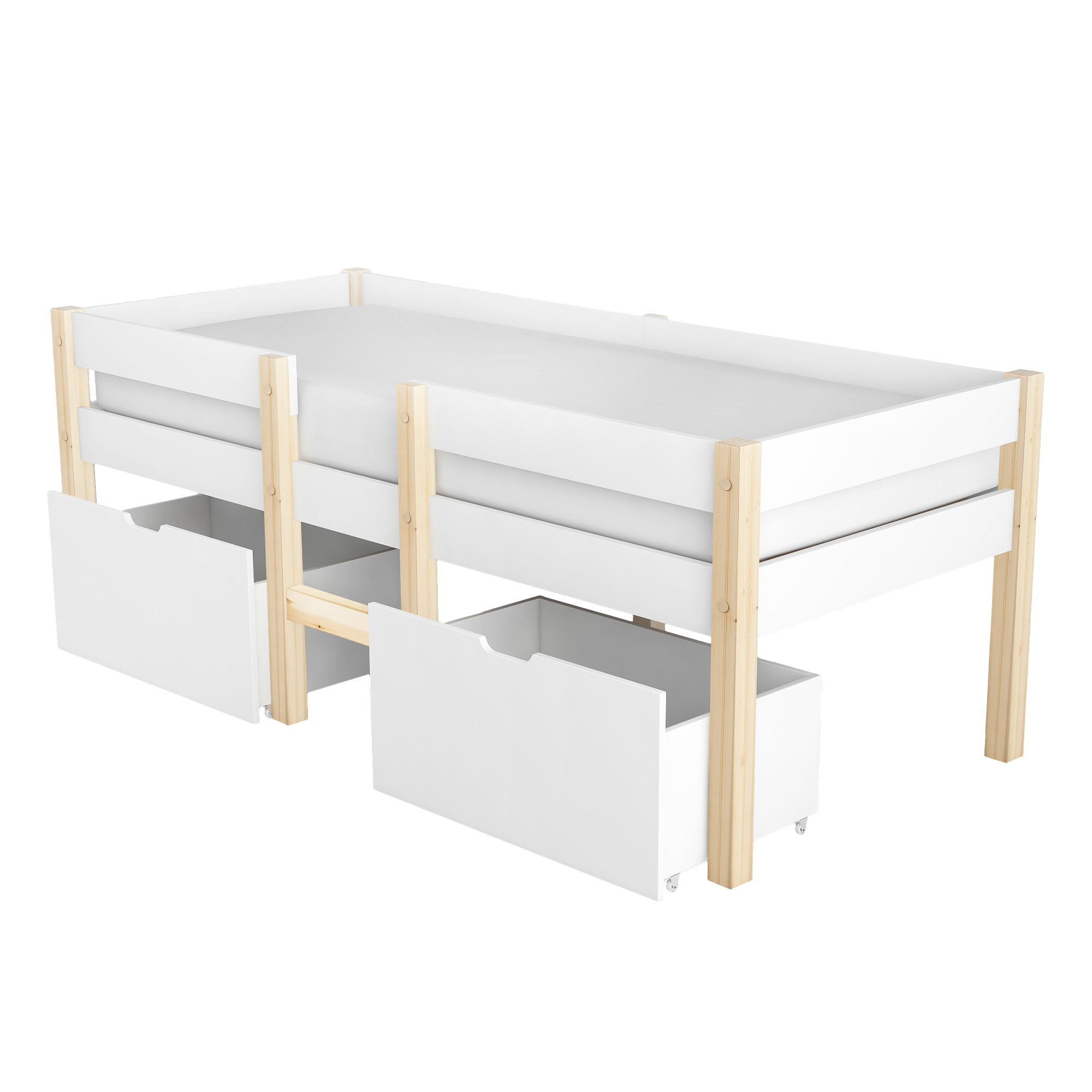 Lit enfant, avec tiroirs, 90 x 190 cm, bois massif, blanc - vue 6