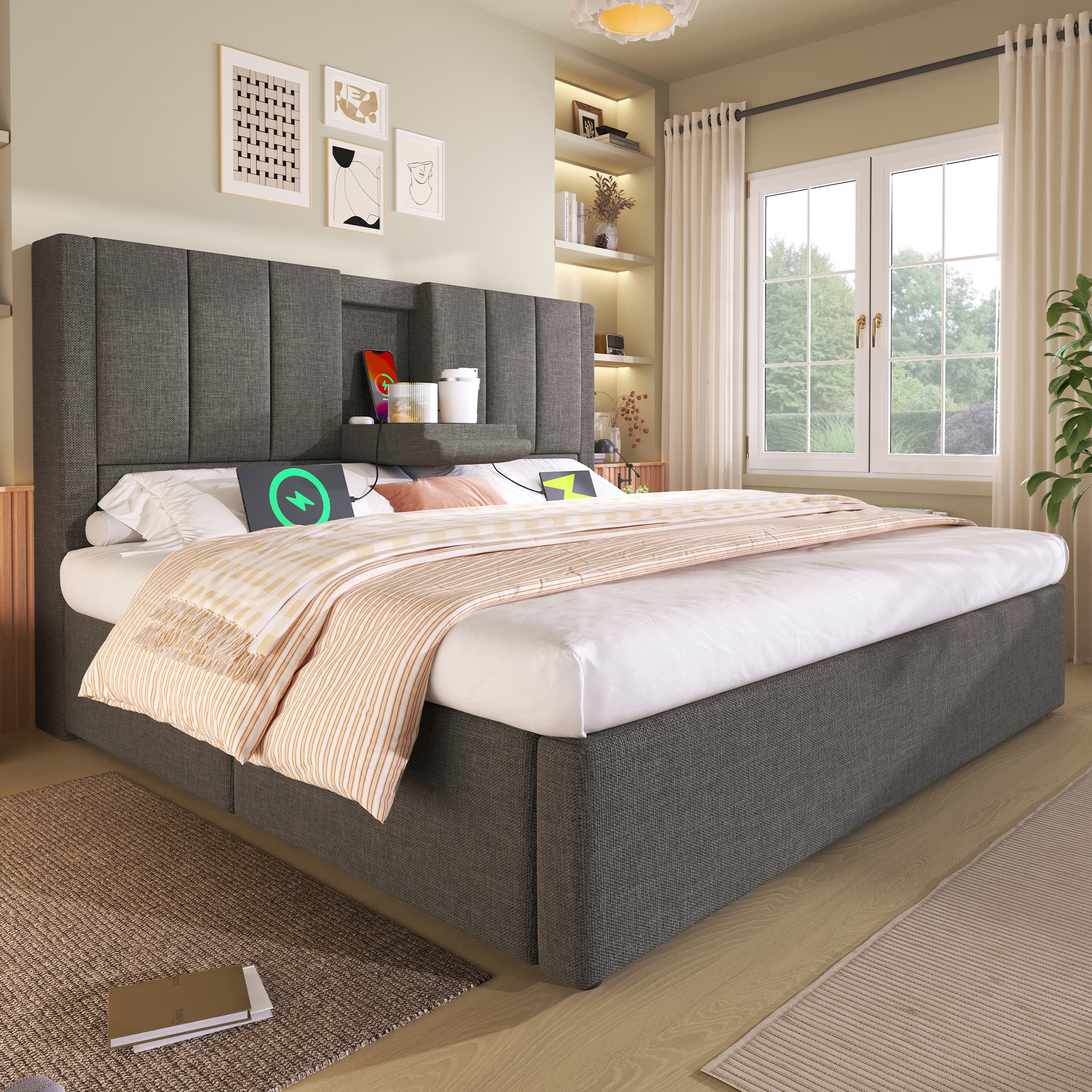 Polsterbett 180x200 cm Doppelbett mit verstecktem 