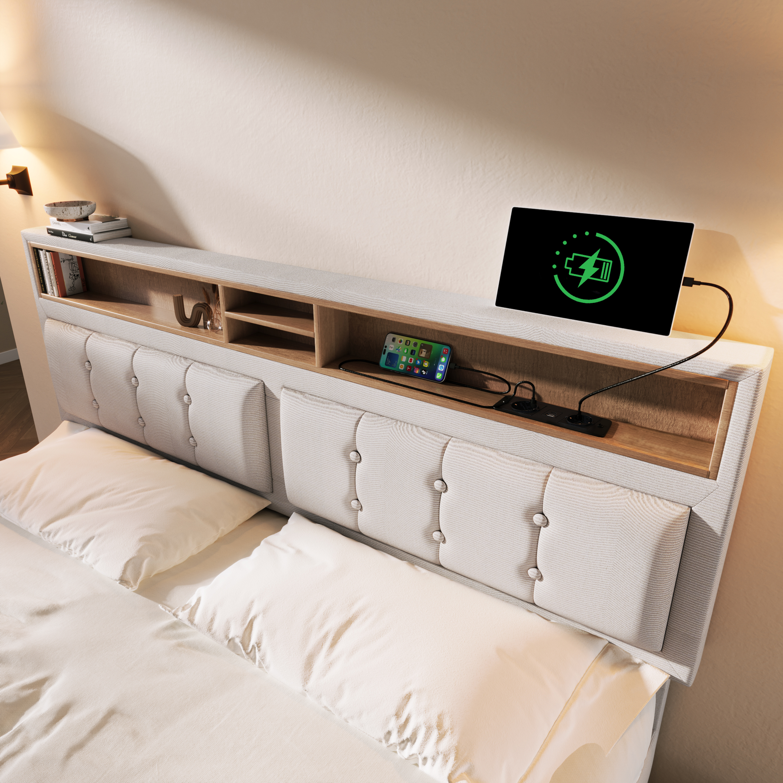 Doppelbett mit  4 Schubladen& USB C Steckdose, Pol
