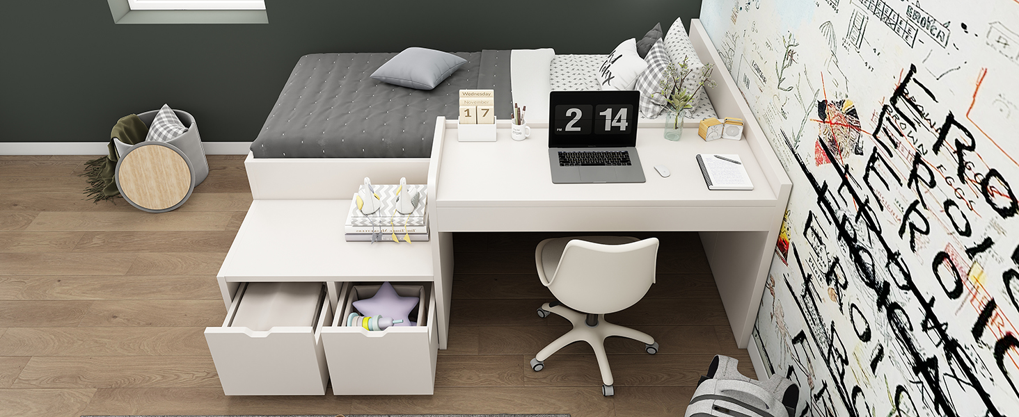 Détail du lit avec rangement