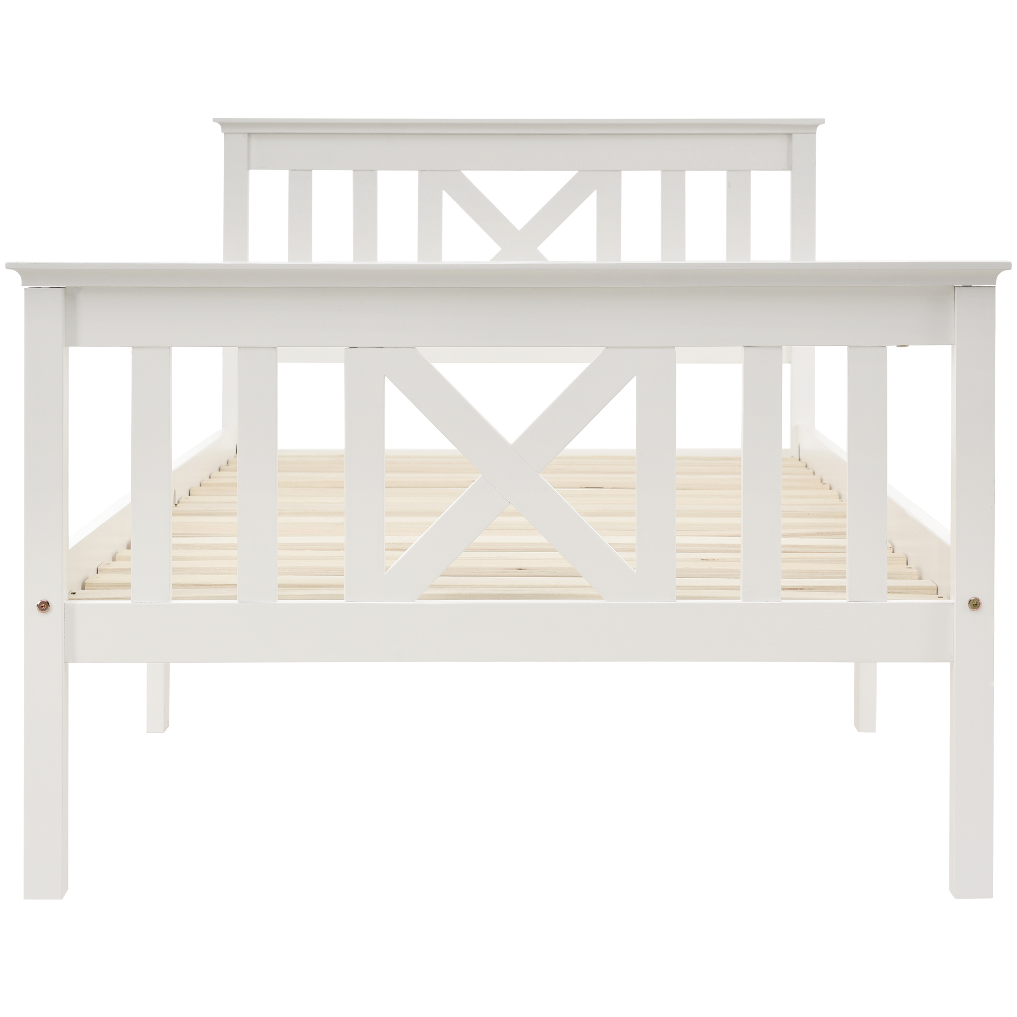 Lit enfant, tête de lit, 90 x 200 cm, bois massif, blanc - vue 4