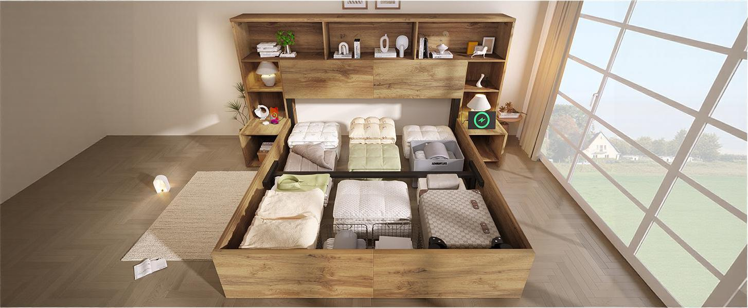 Détail du lit avec rangement