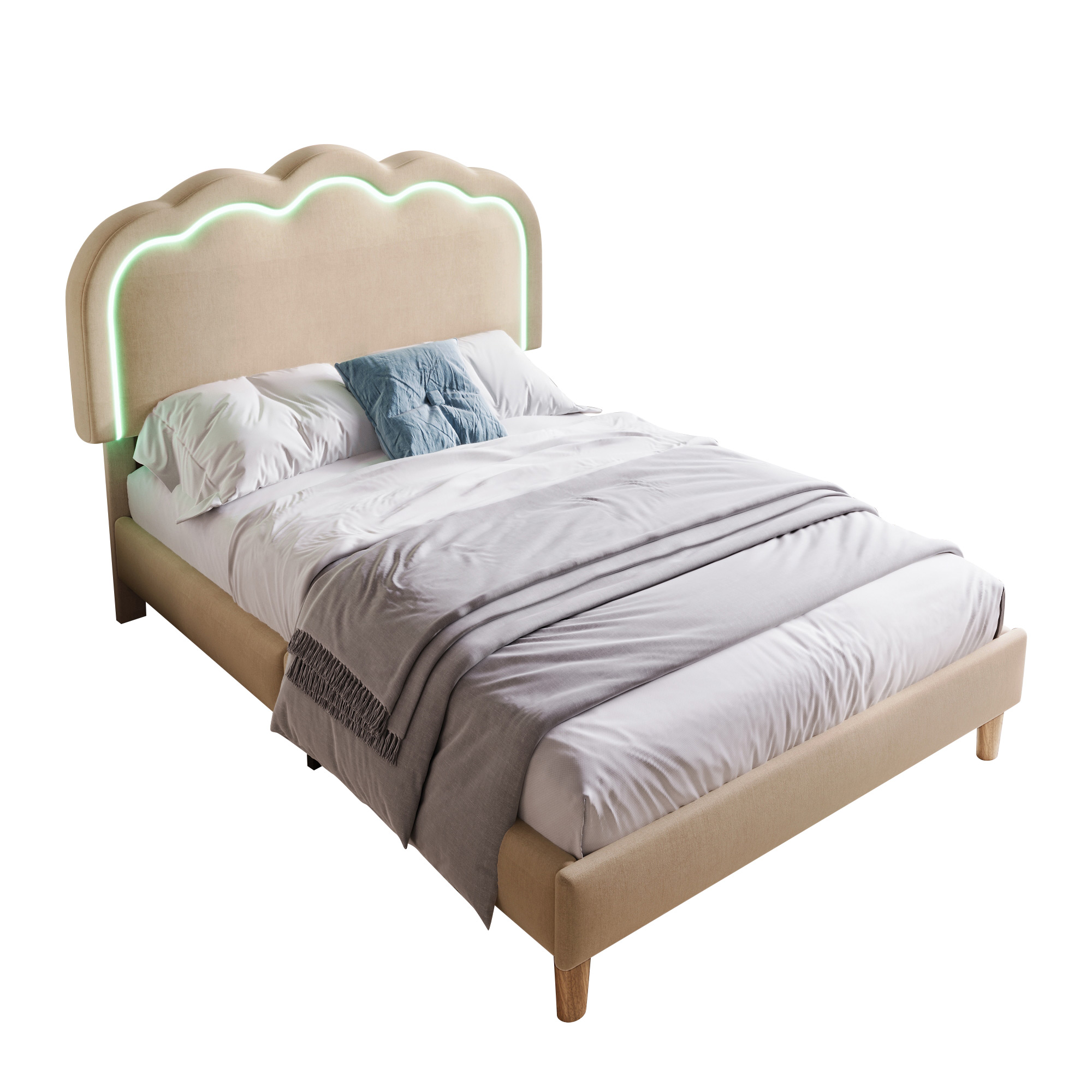Polsterbett LED Einzelbett 90 x 200 cm, Bettgestel