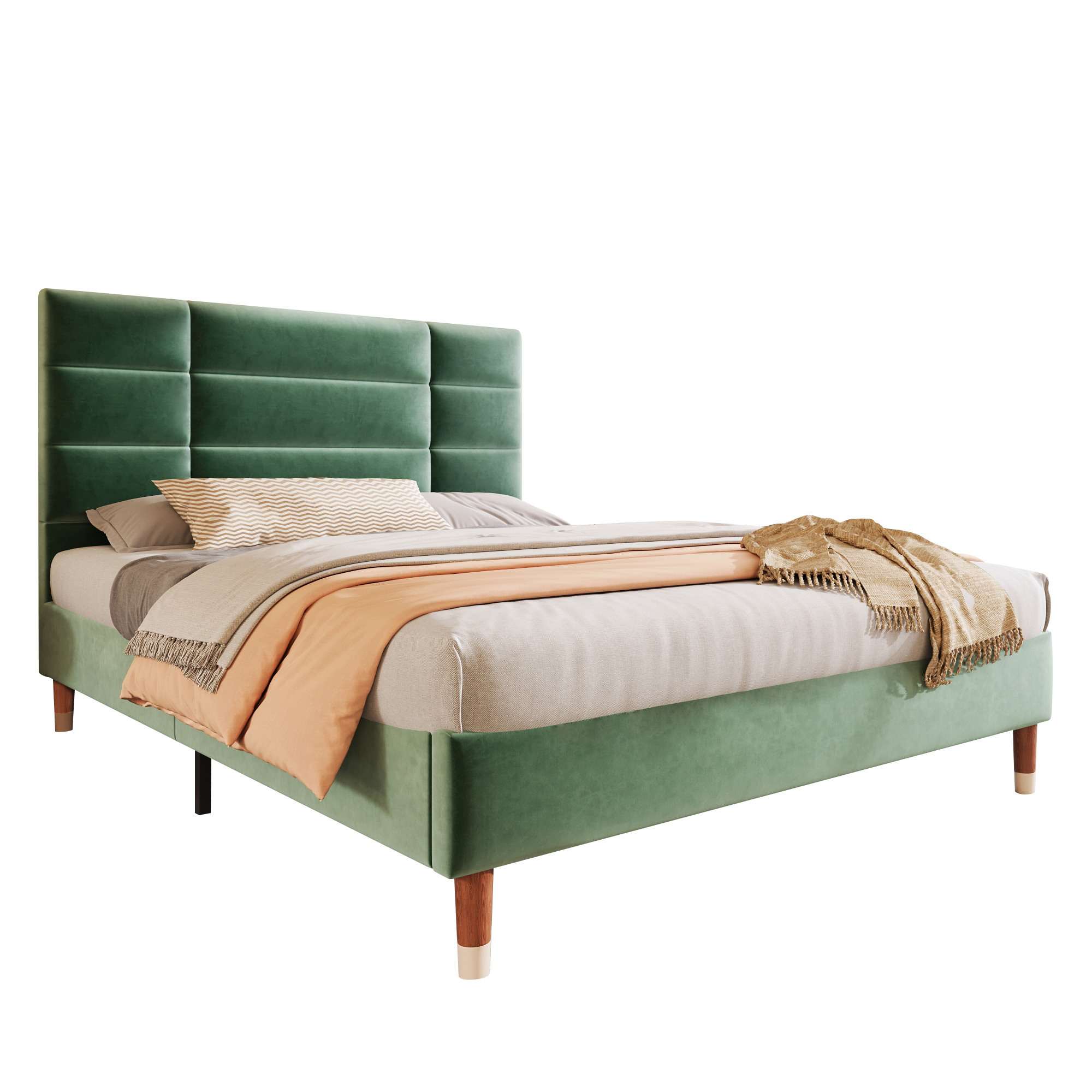 Polsterbett, Doppelbett mit Lattenrost, 140x200cm 