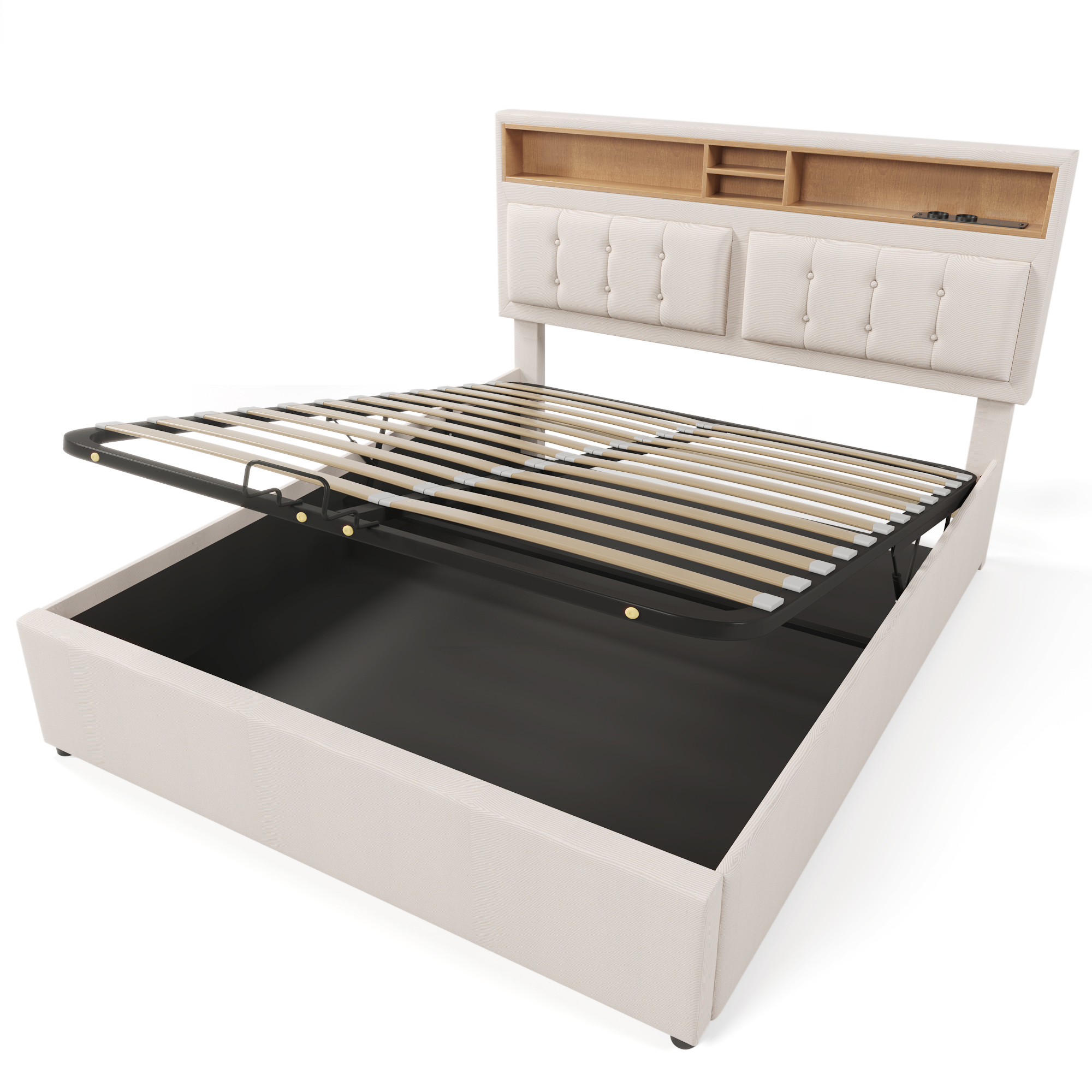 Polsterbett Doppelbett mit USB C Steckdose Ladefun