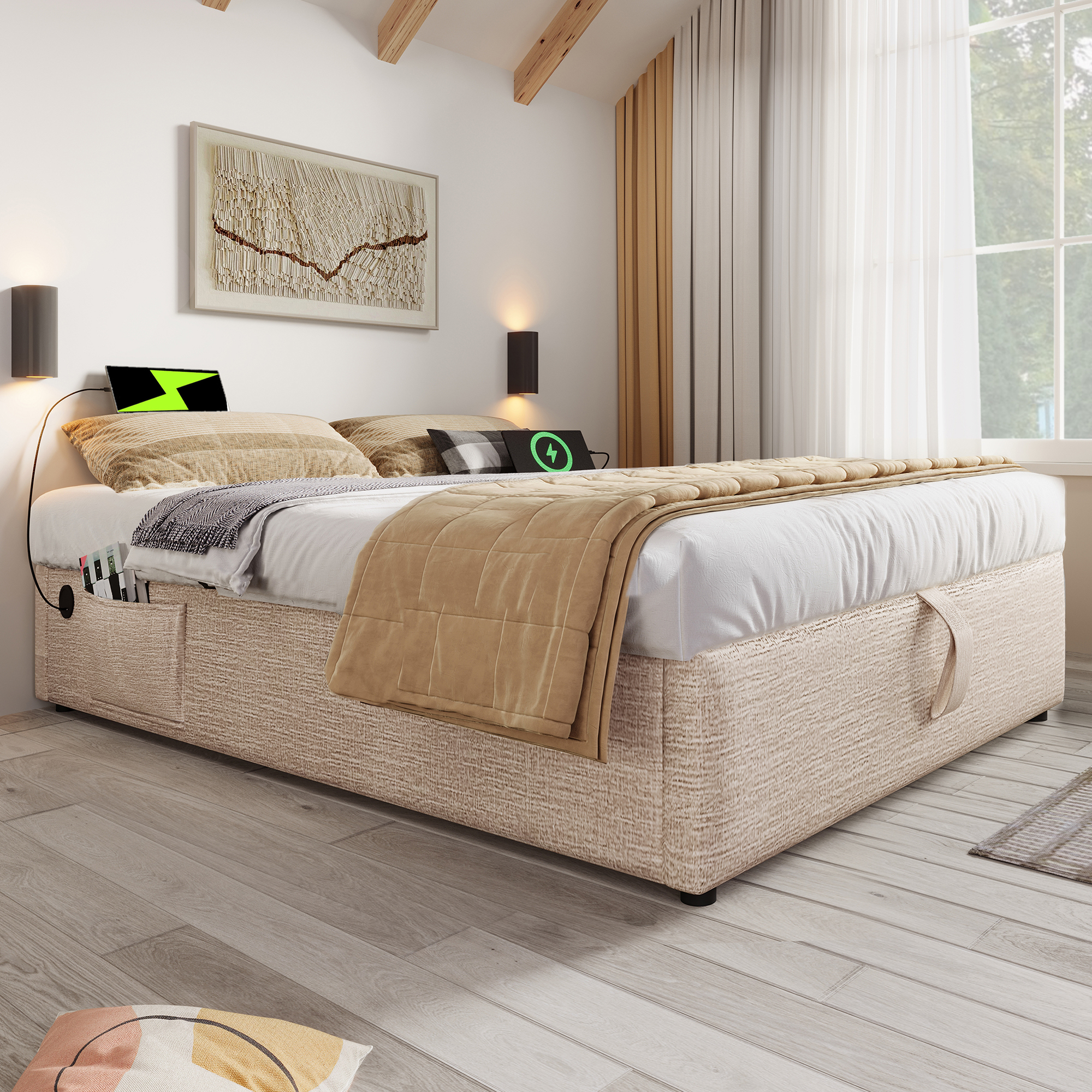 Polsterbett Doppelbett 140×200 cm, Struraumbett Be