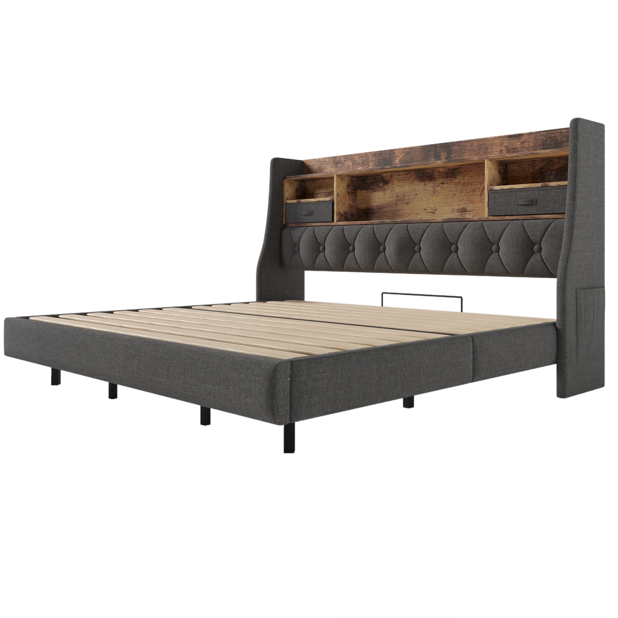 Polsterbett 180x200 cm Schwebebett mit LED-Beleuch