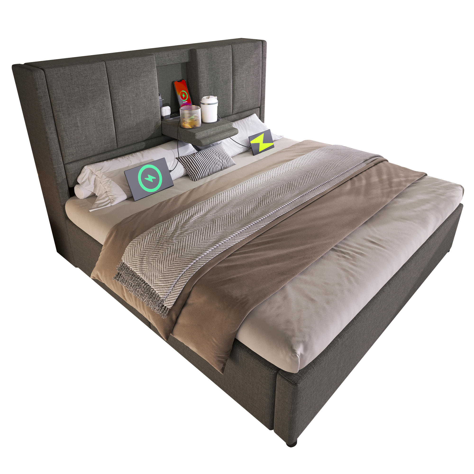 Polsterbett 140x200 cm Doppelbett mit verstecktem 