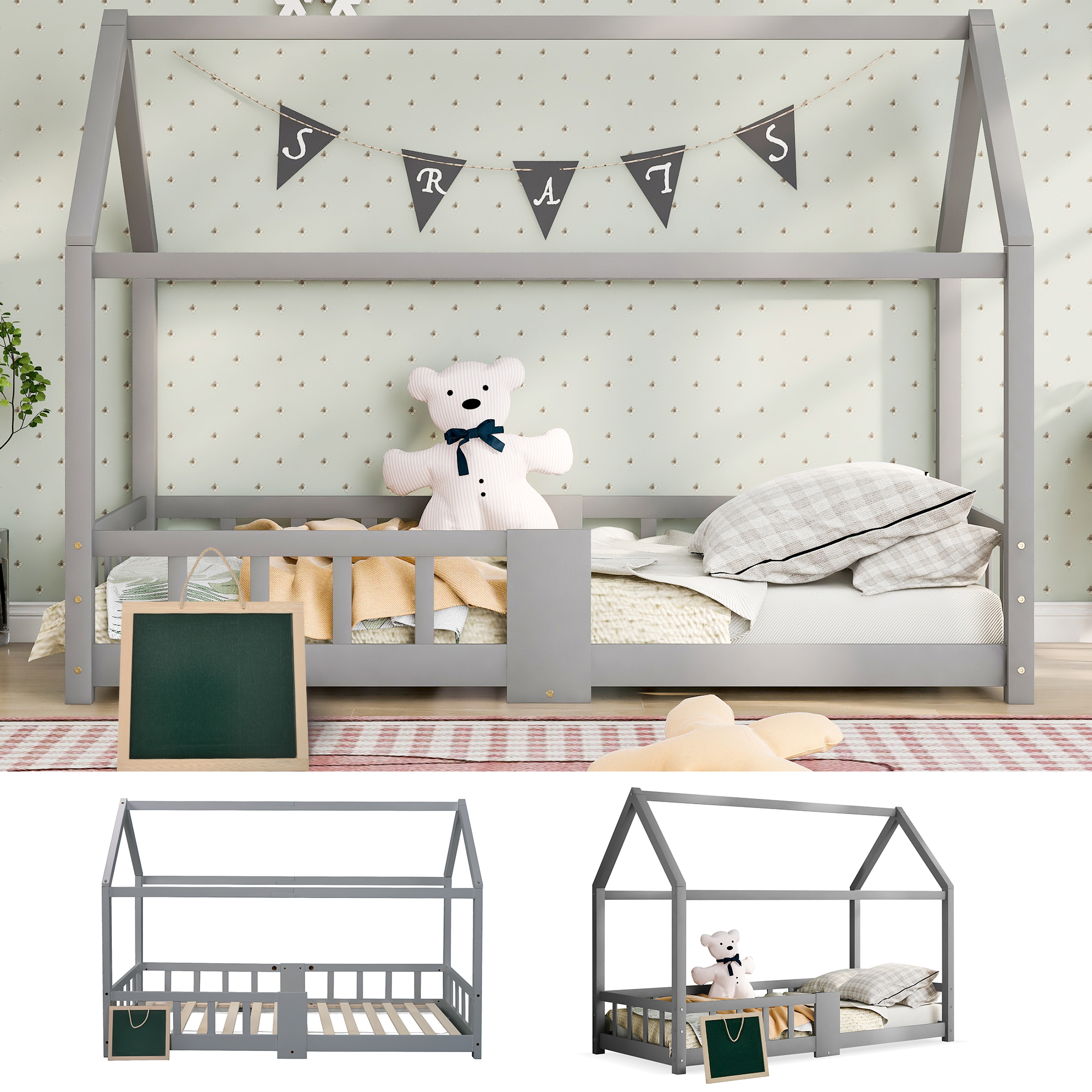 Kinderbett Hausbett 90 x 200 cmHolzbett für Kinder