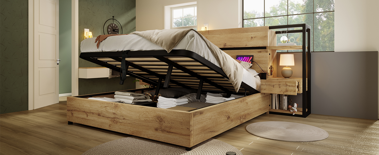 Détail du lit avec rangement