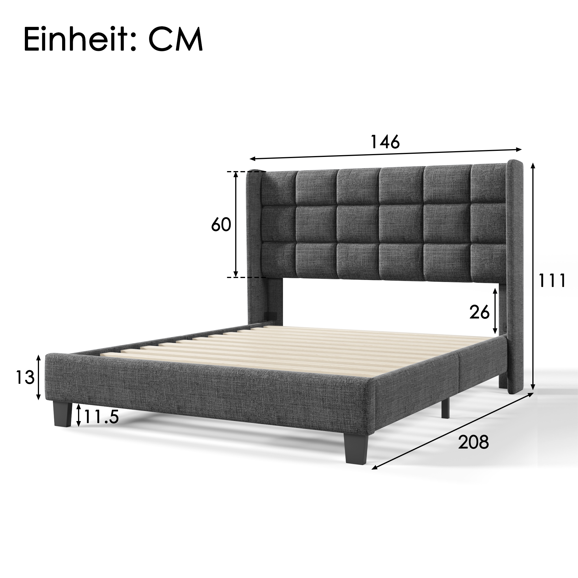 Polsterbett Mit seinem gepolstertes Kopfteil Doppe