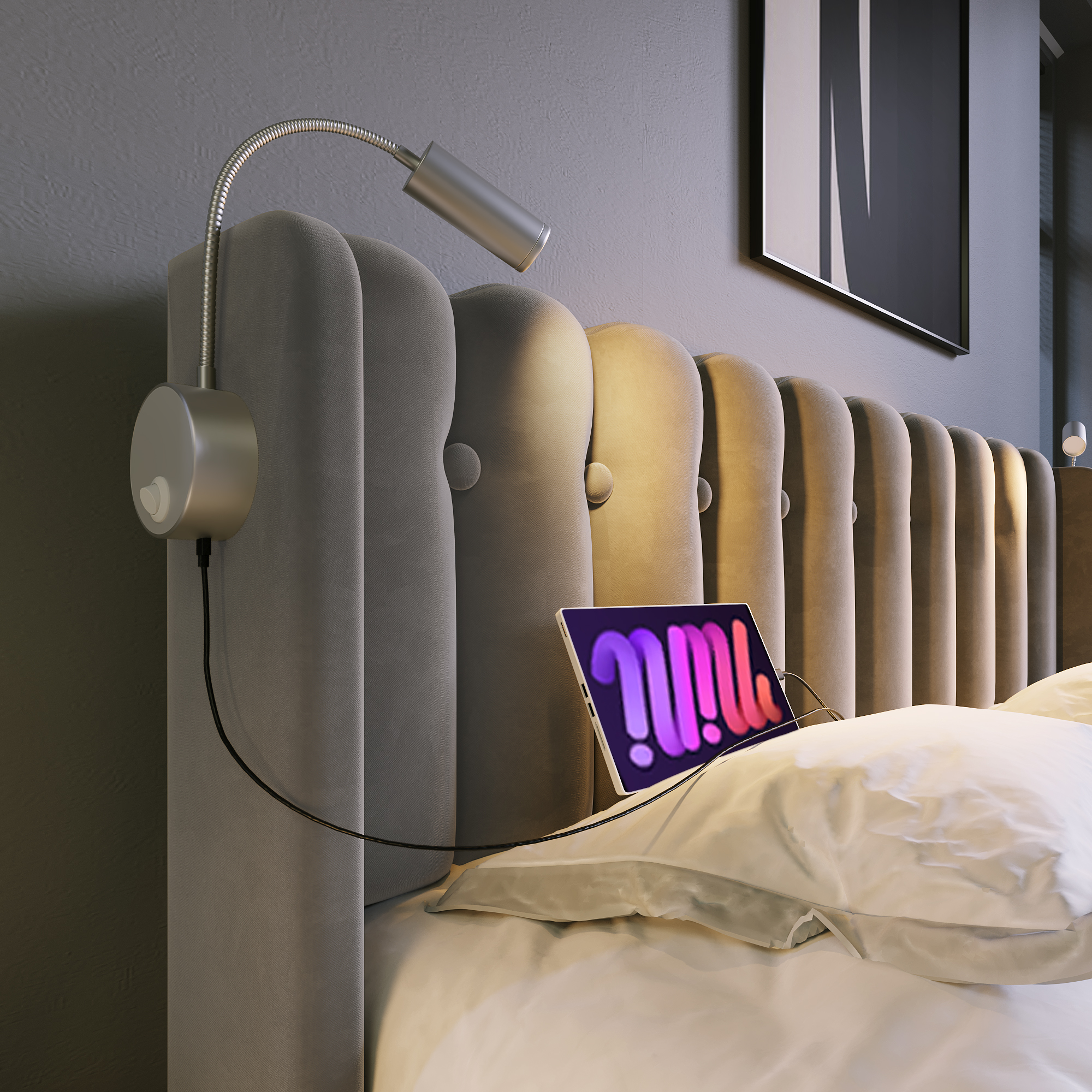 Polsterbett Einzelbett Leselicht mit Ladefunktion 