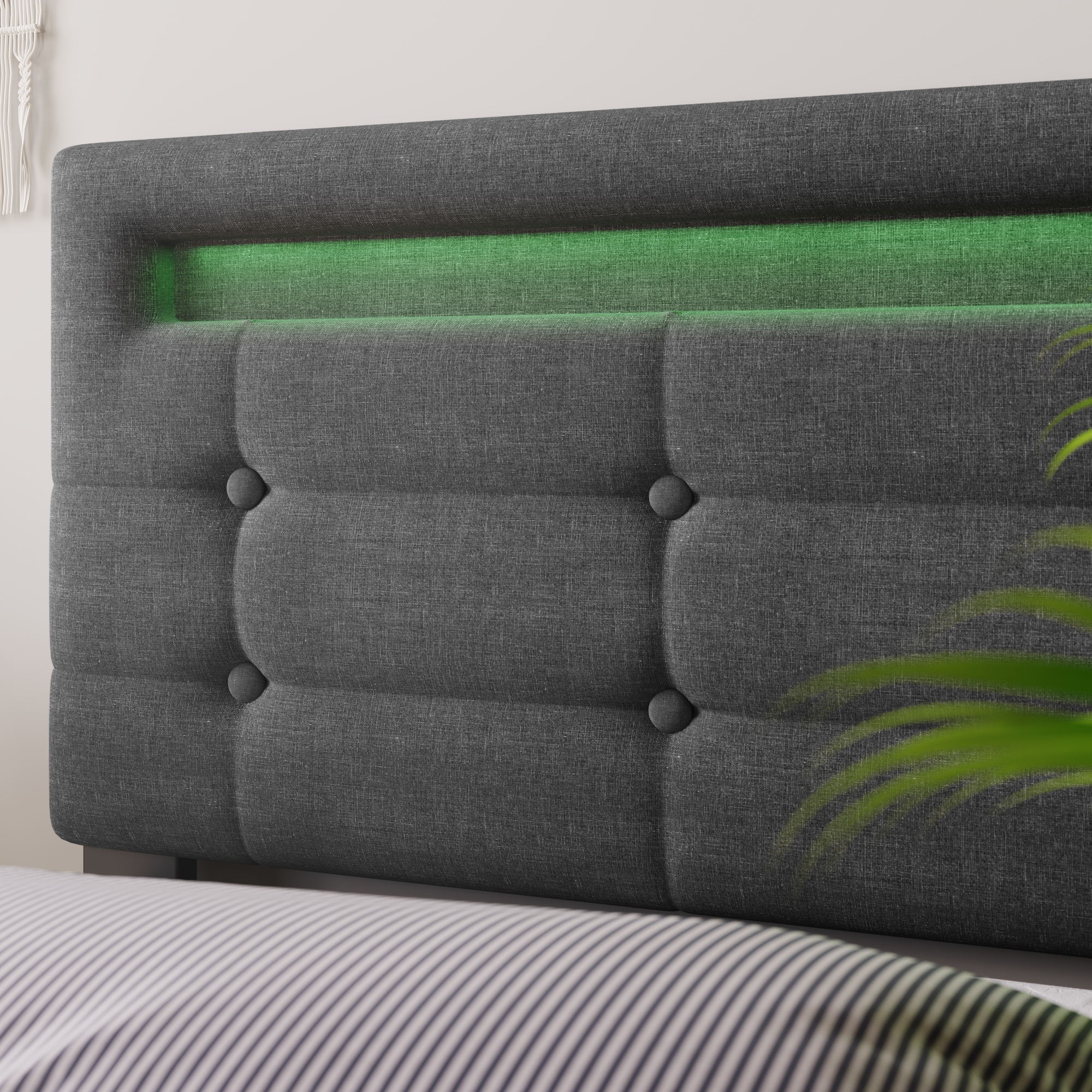 Bettgestell mit LED-Beleuchtung und 2 Schubladen, 