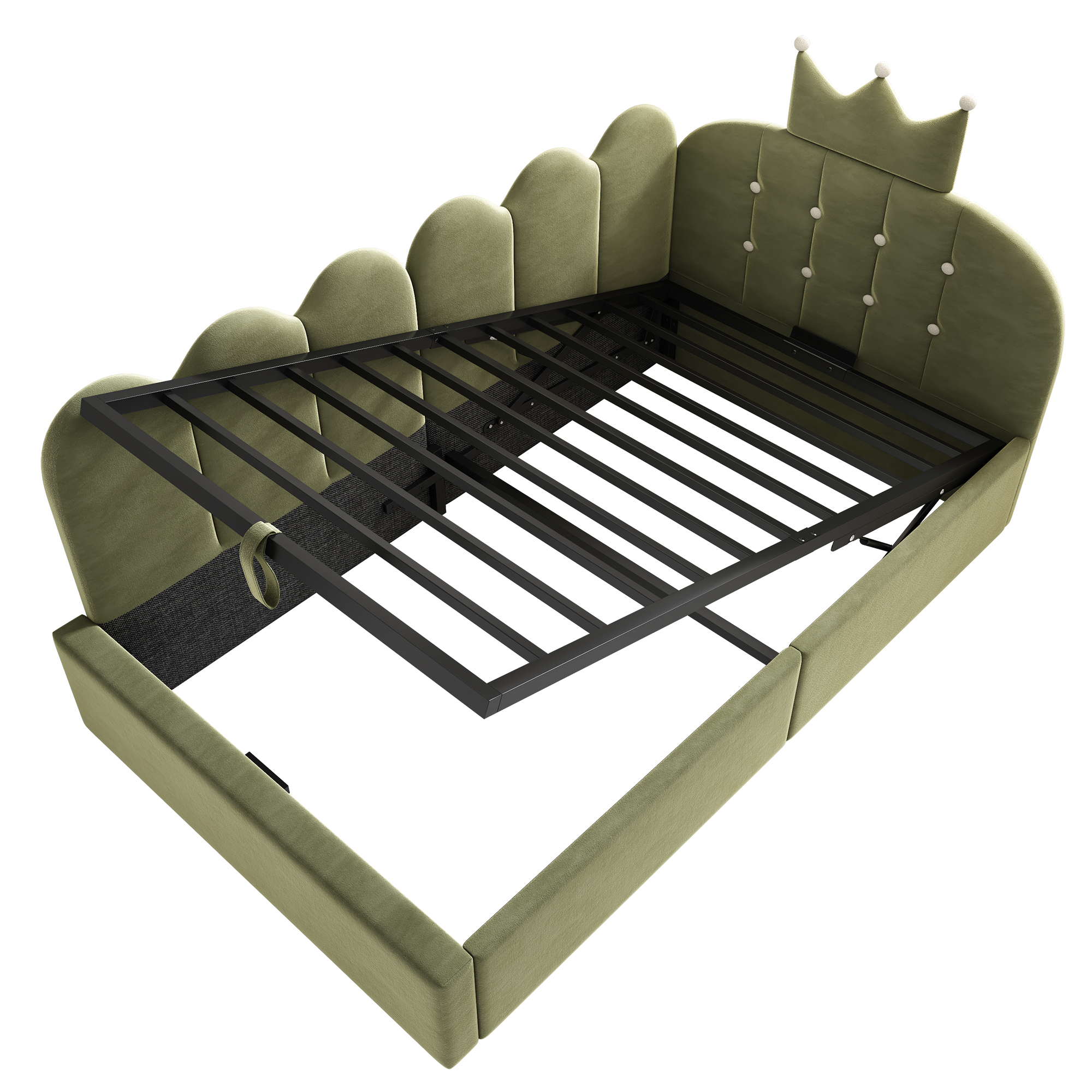 aperçu ambiance lit‑jour velours design couronne dans la chambre
