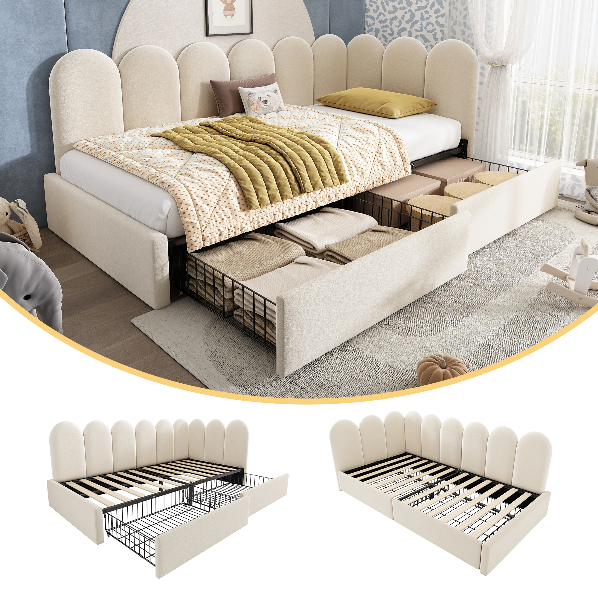 Banquette lit moderne beige