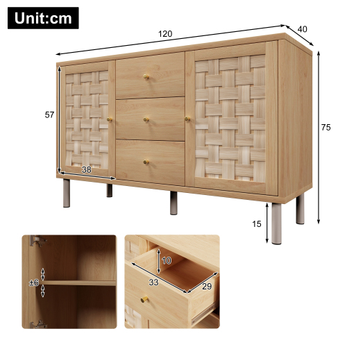 Schéma dimensions commode