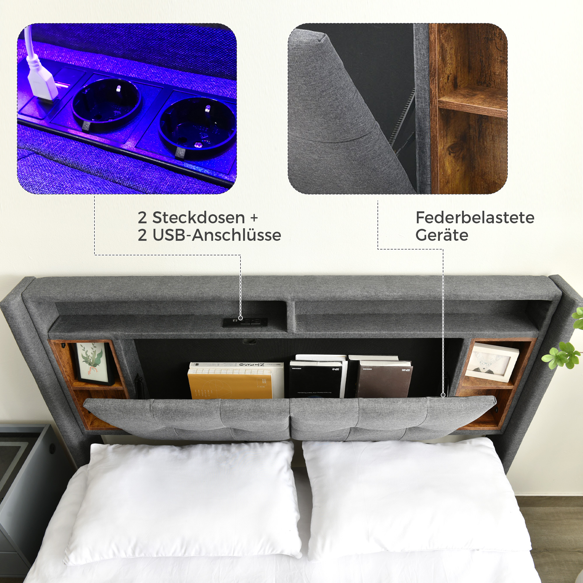 (=067980AAG)Polsterbett Doppelbett Stauraum-Kopfte