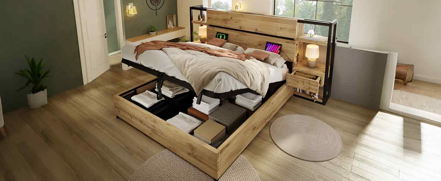 Détail du lit avec rangement