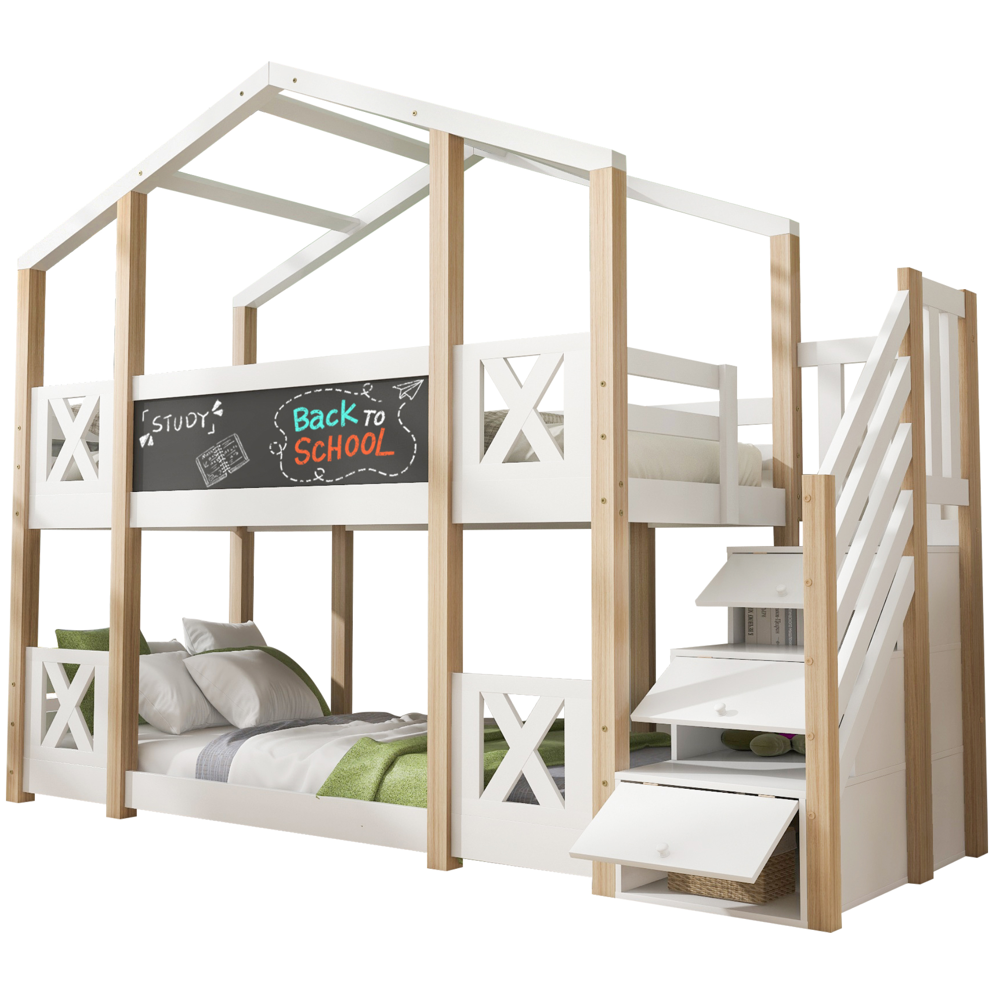Lit enfant, 90 x 200 cm, bois, blanc - vue 3