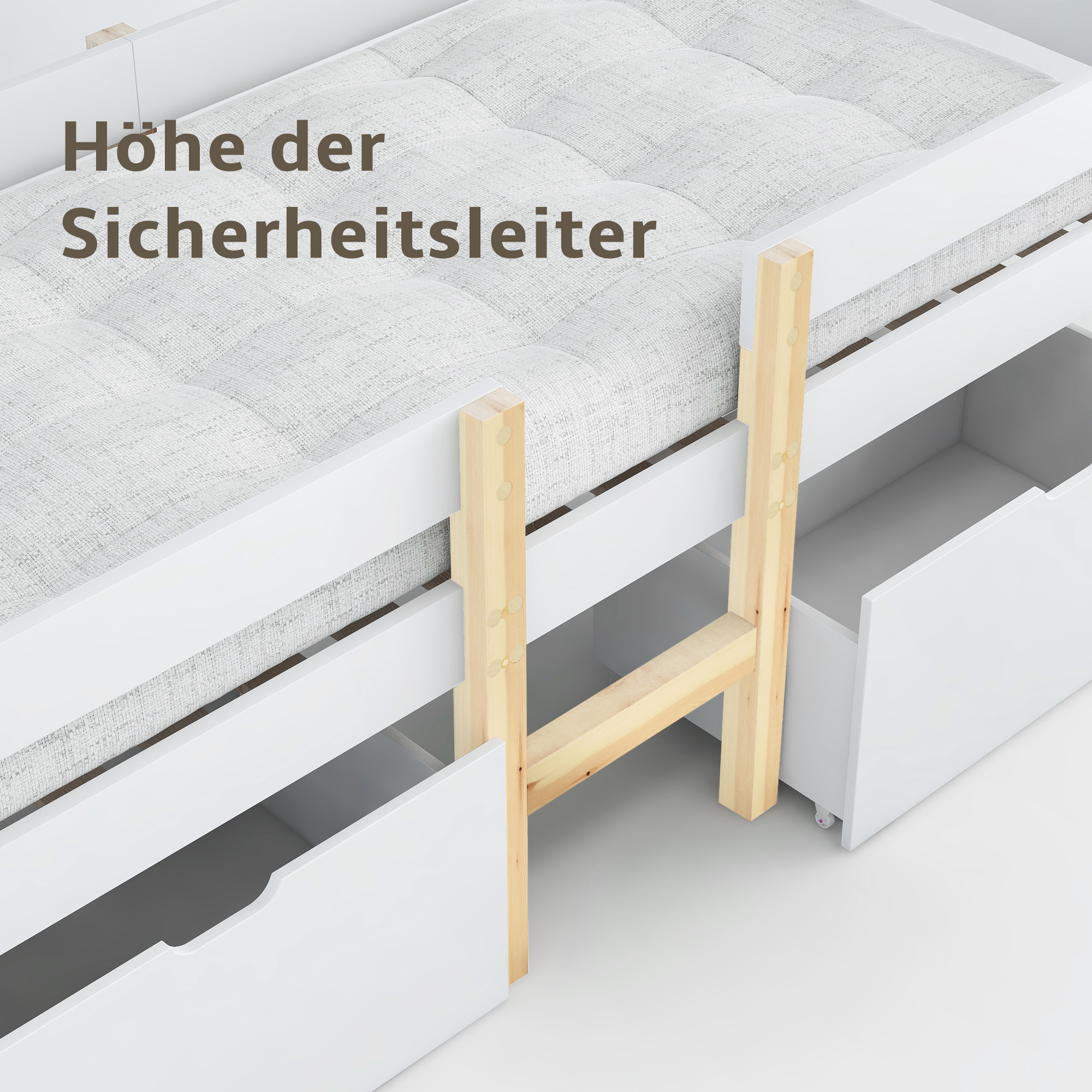 Mini lit mezzanine enfant en pin massif, style scandinave, pour jouer et dormir, construction stable, charme rétro, pour chambre d'enfant, stimule imagination, sécurité et durabilité, design naturel - image 5