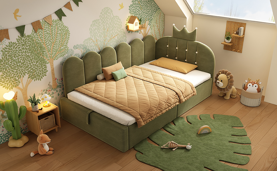 détail rembourrage velours doux du lit‑jour